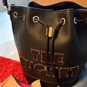 Women's Black Drawstring Bucket Bag - THE BUCKET